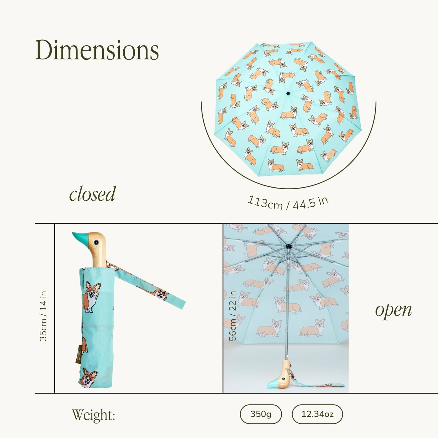 Corgi Mint Eco - friendly Umbrella - Re - leaf
