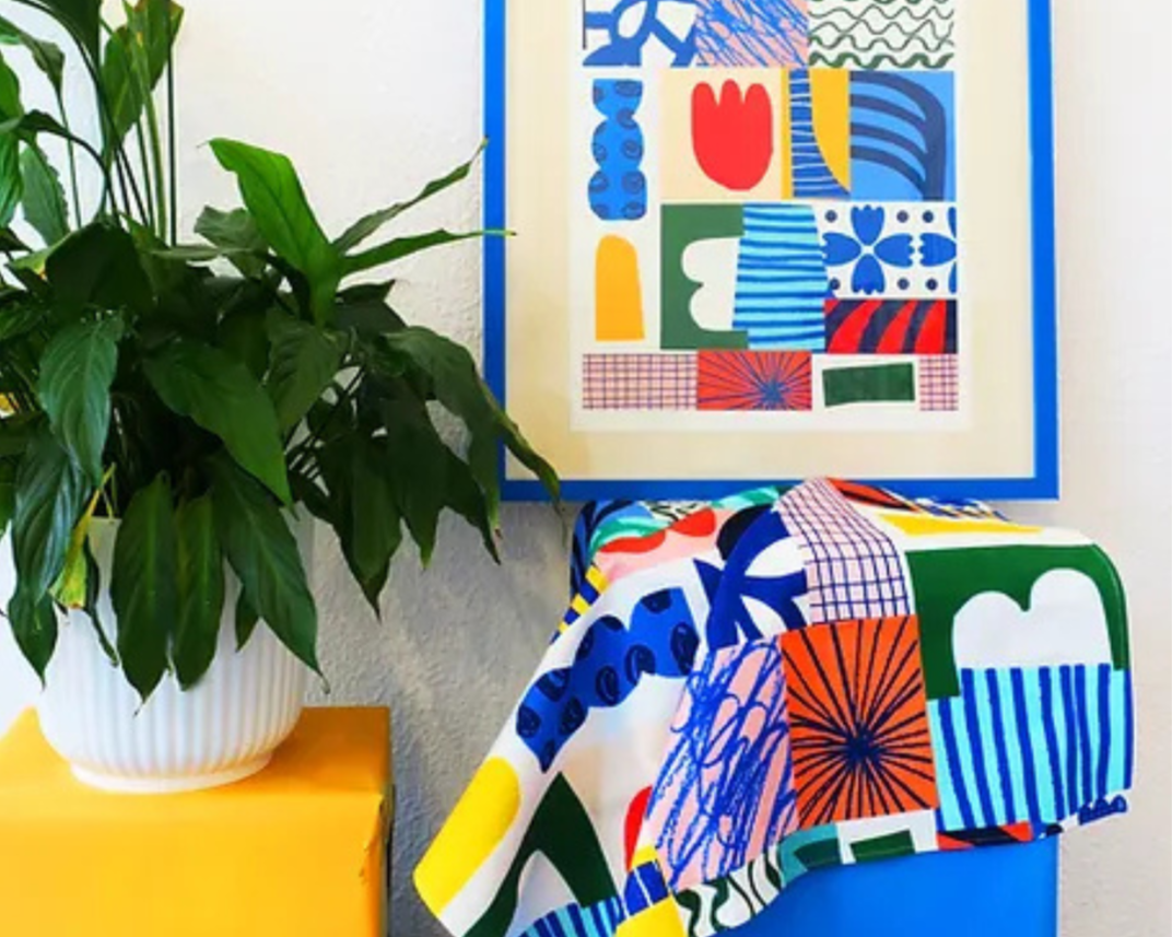 re-leaf Blue Tiles A4 wall print Teresa Rego