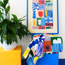 re-leaf Blue Tiles A4 wall print Teresa Rego
