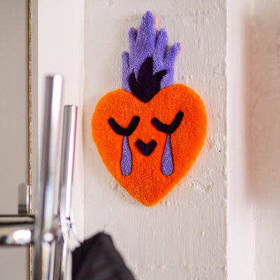 Sacred Heart Wall Tapestry - Orange & Lilac - Re - leaf