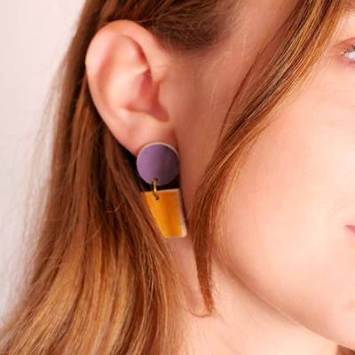 Simonette earrings in purple and soft orange - Re - leaf