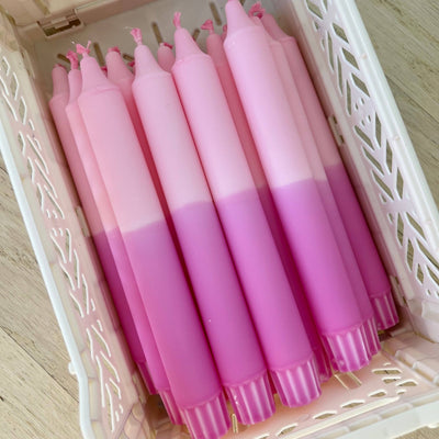 Pink Taper Candle - Re - leaf
