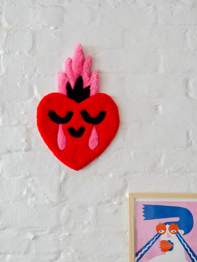 Sacred Heart Wall Tapestry - Red & Pink