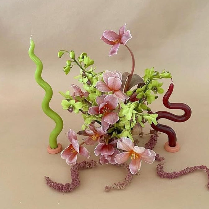 Ripple candle lime green - Re-leaf