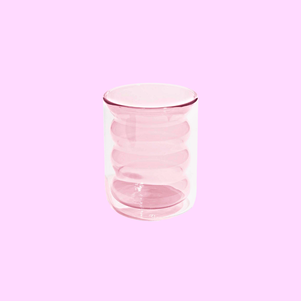 Double Wall Groovy Glass Cup