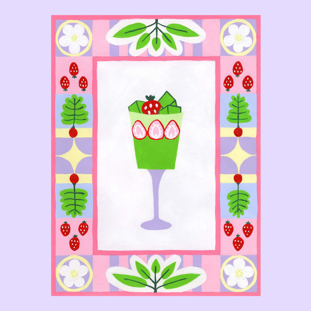 Matcha Strawberry Parfait Print