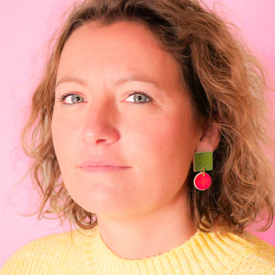 Simonette earrings in green and orange - Re-leaf