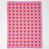 Squares Lilac/Warm Red Cotton Tea Towel