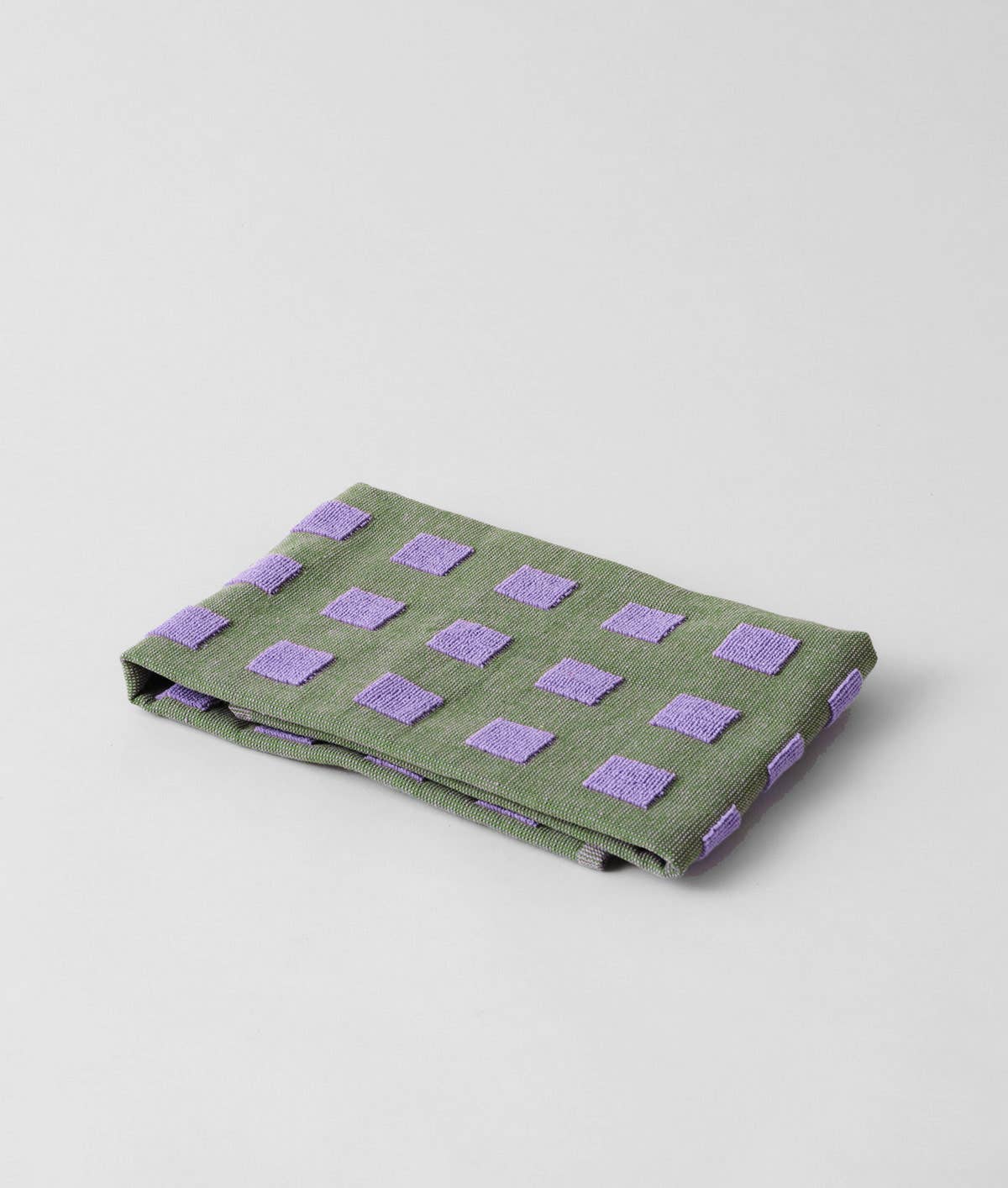 Squares Olive/Lilac Cotton Tea Towel