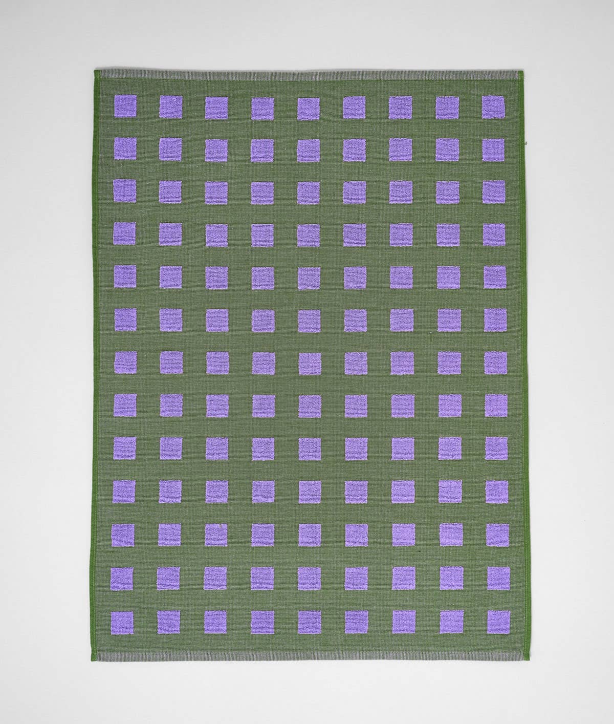 Squares Olive/Lilac Cotton Tea Towel