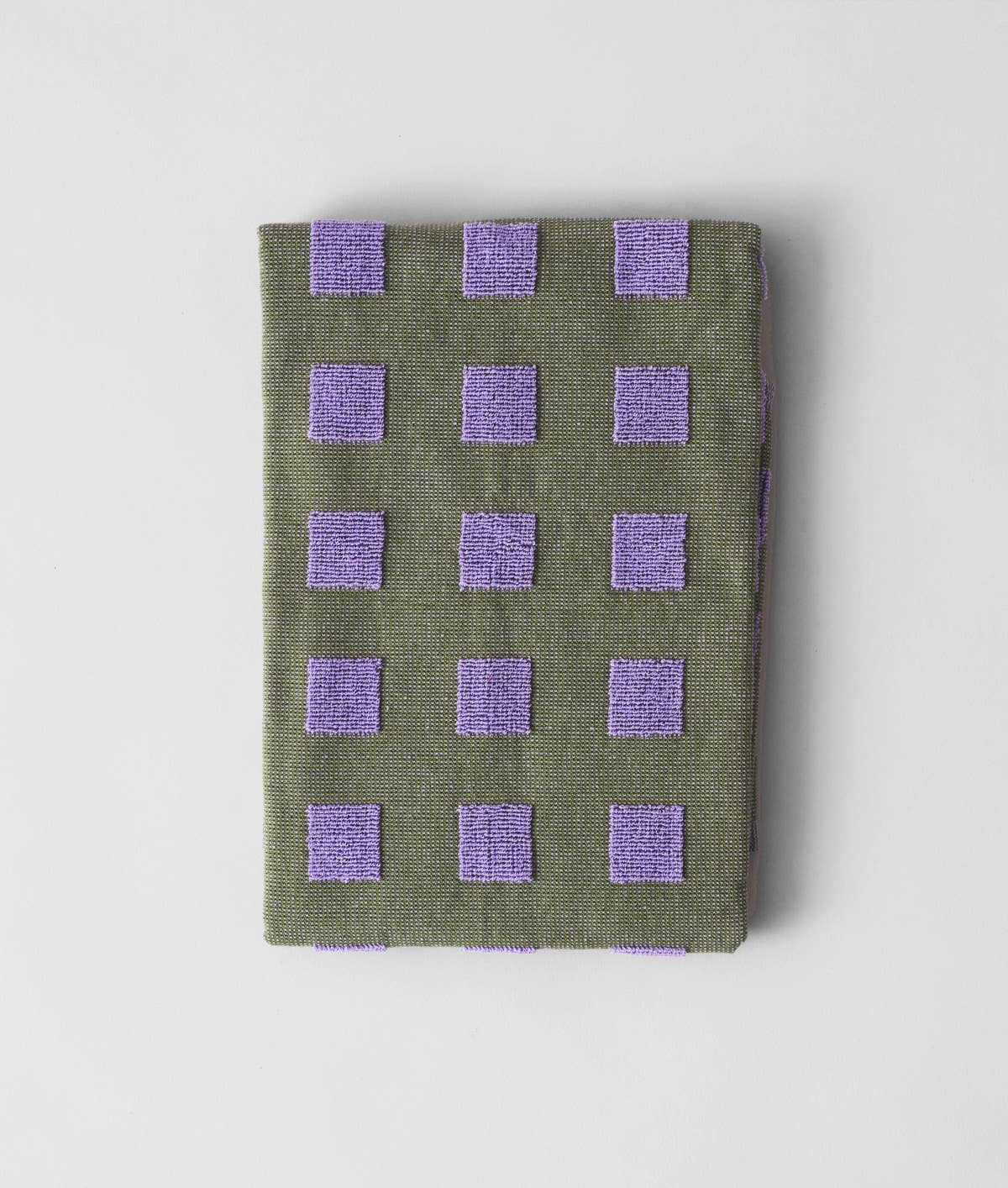 Squares Olive/Lilac Cotton Tea Towel