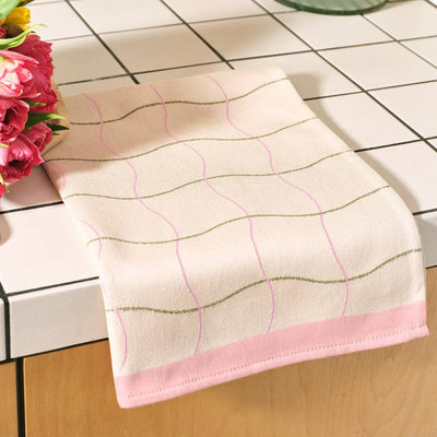 Wave Grid Natural Cotton Tea Towel