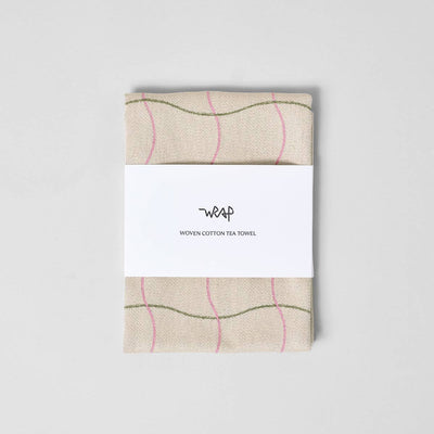 Wave Grid Natural Cotton Tea Towel