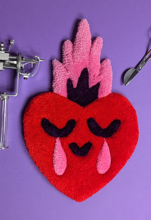 Sacred Heart Wall Tapestry - Red & Pink