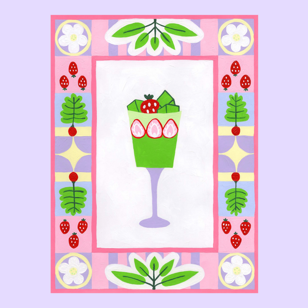 Matcha Strawberry Parfait Print - Re - leaf