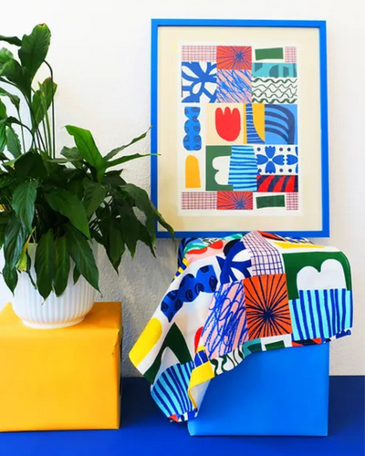 re-leaf Blue Tiles A4 wall print Teresa Rego