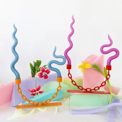 Ripple candle ice blue - Re-leaf