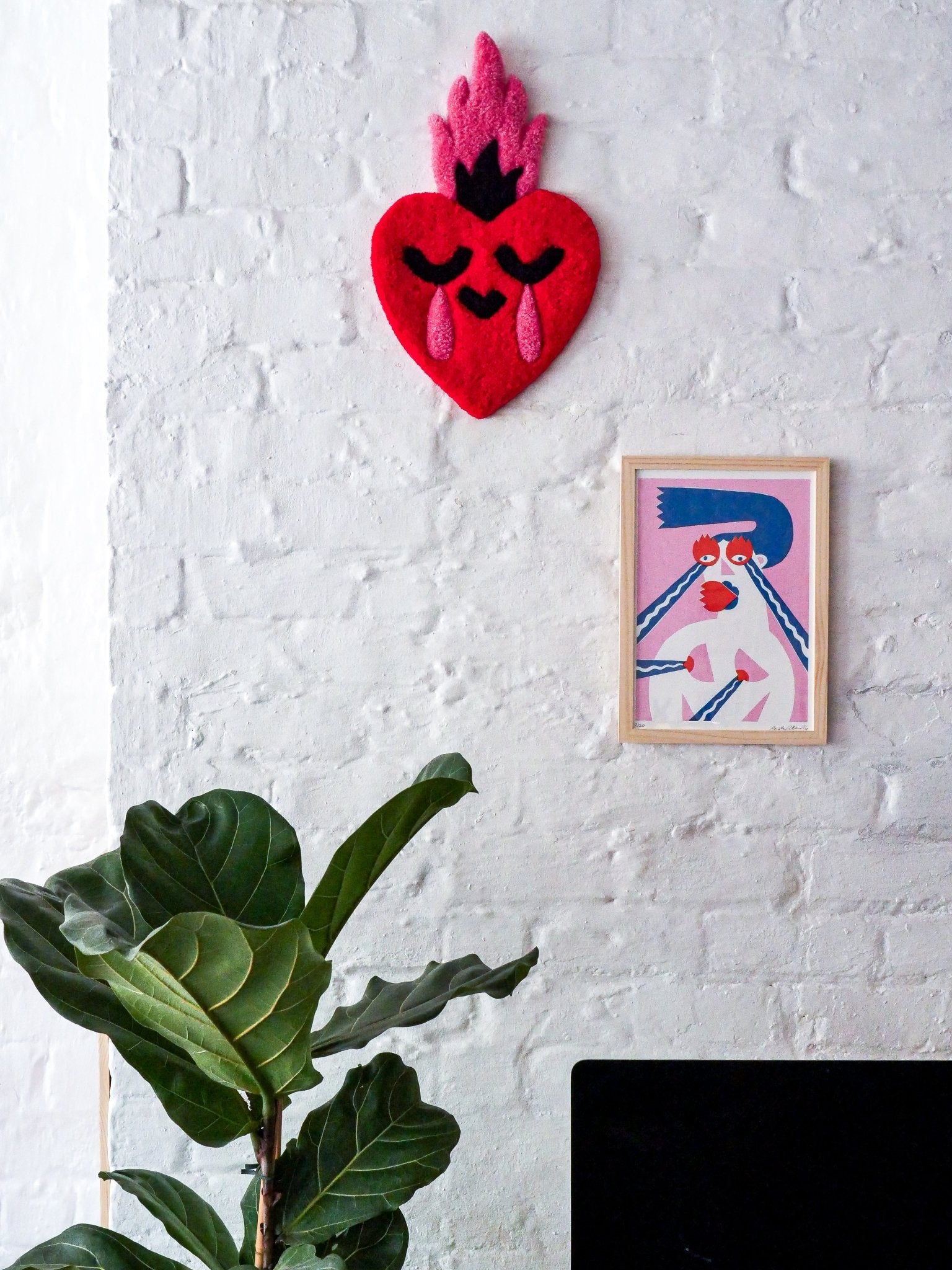 Sacred Heart Wall Tapestry - Red & Pink - Re - leaf