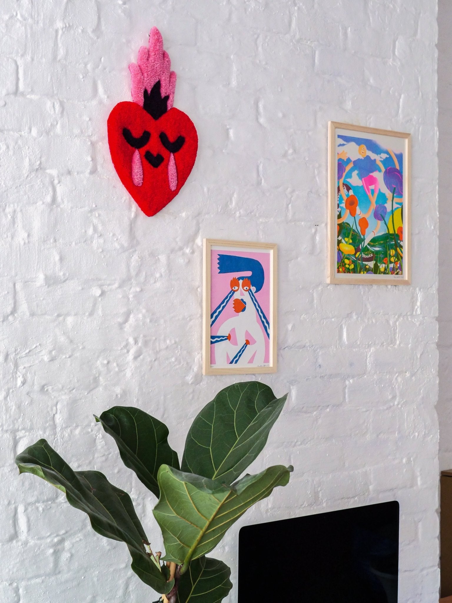 Sacred Heart Wall Tapestry - Red & Pink - Re - leaf