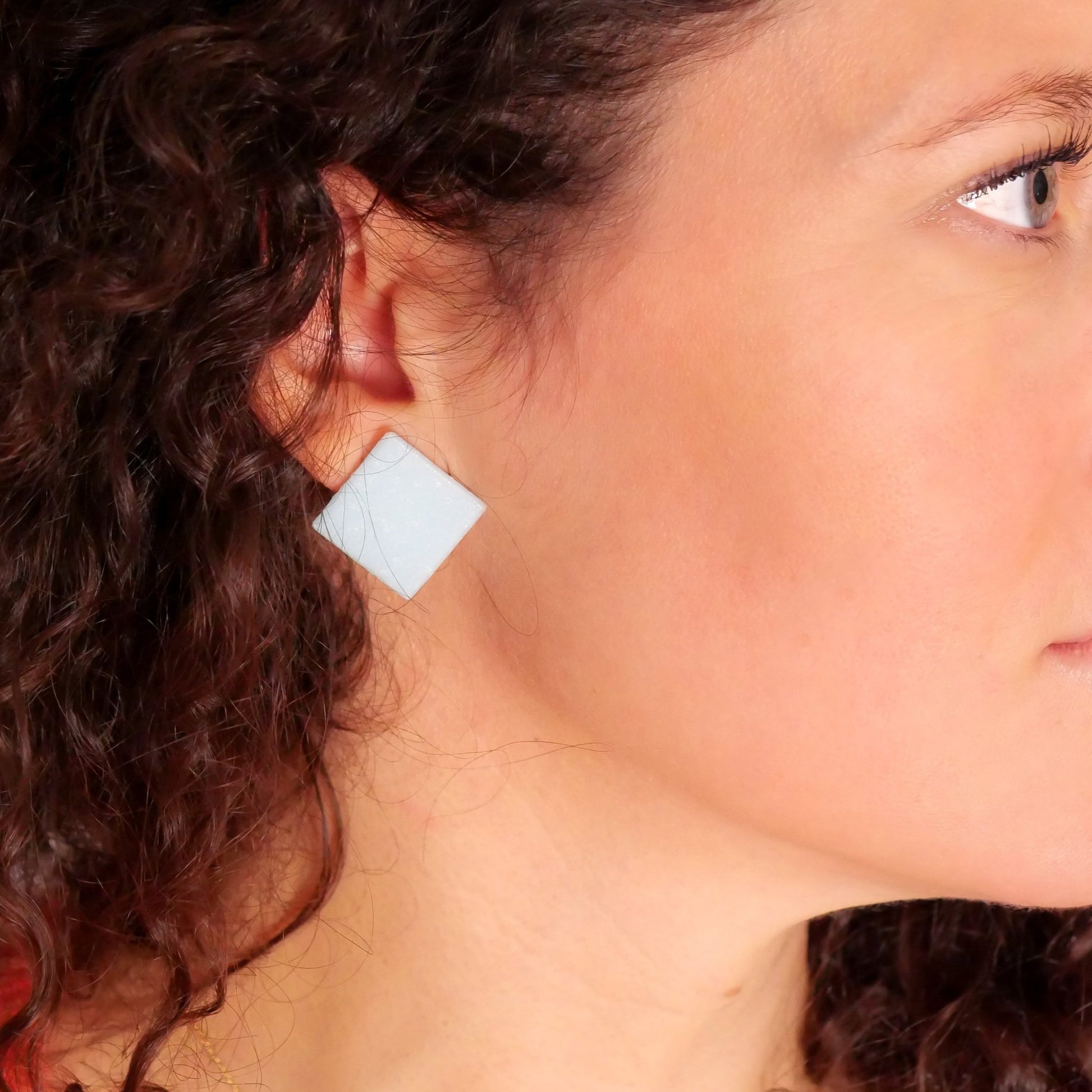 Violette earrings in pastel orange and ice blue - Re - leaf