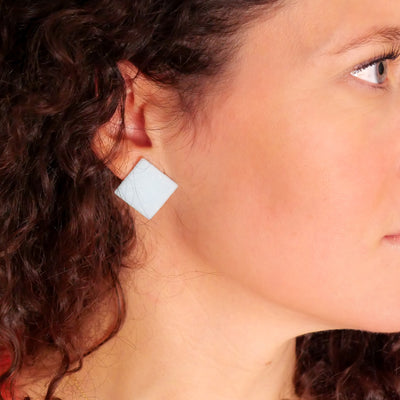 Violette earrings in pastel orange and ice blue - Re-leaf