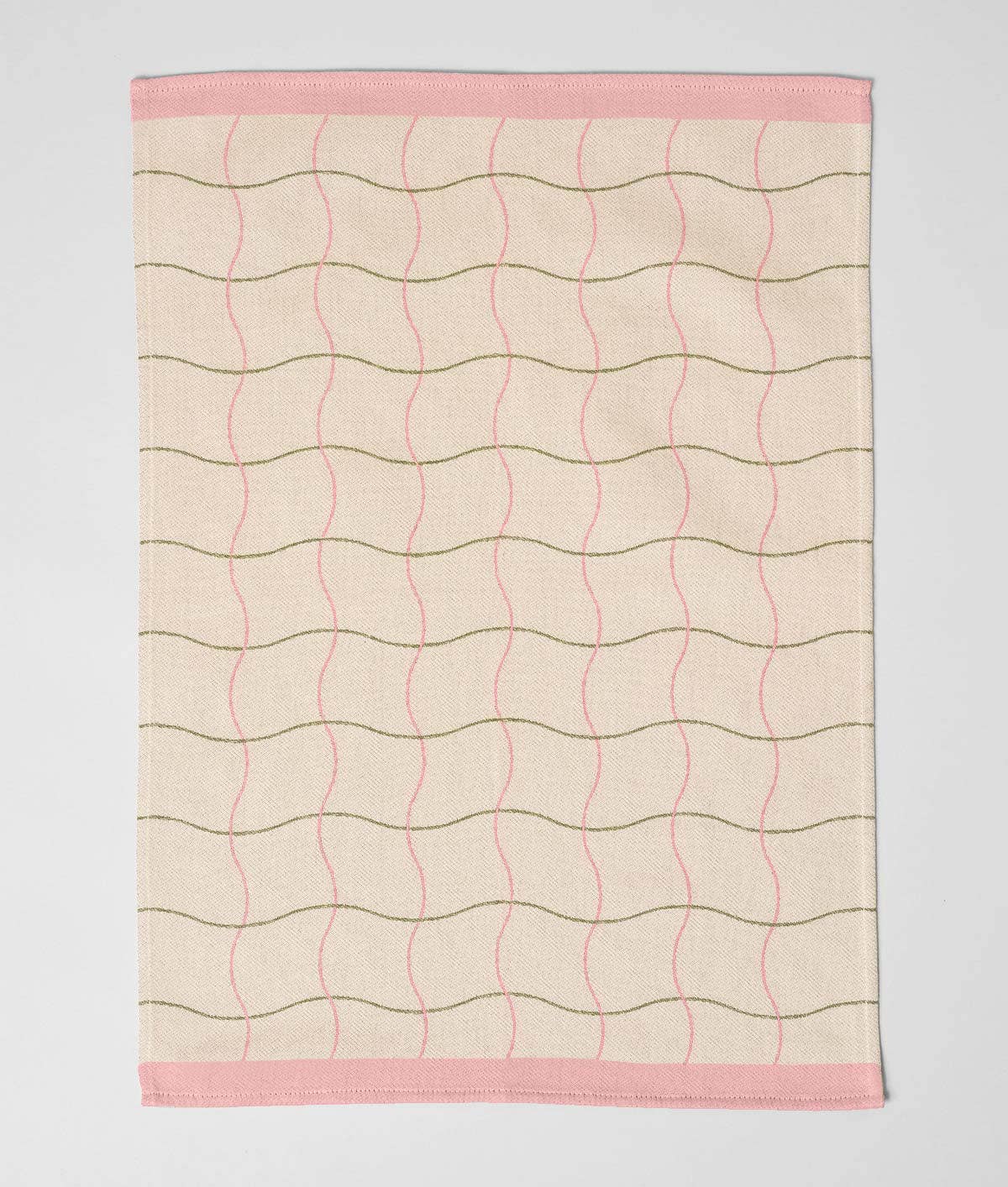 Wave Grid Natural Cotton Tea Towel - Re - leaf