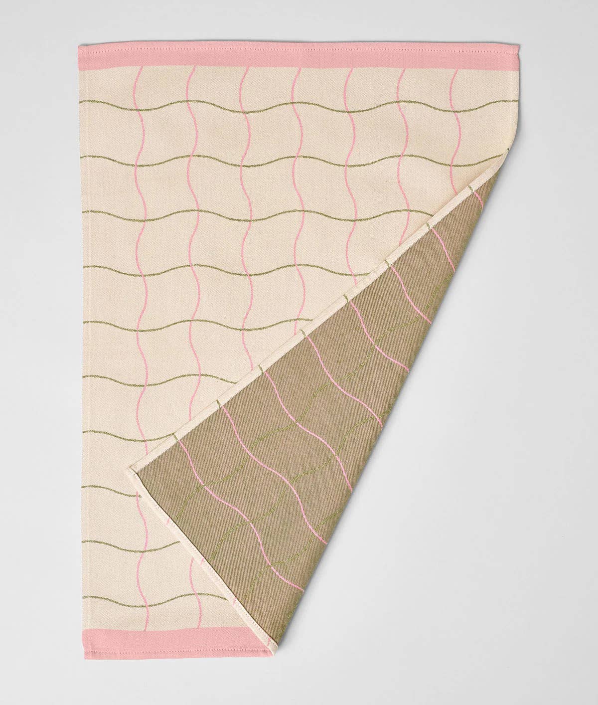 Wave Grid Natural Cotton Tea Towel - Re - leaf