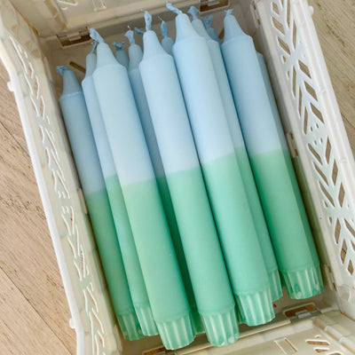 Blue/mint Taper Candle - Re - leaf