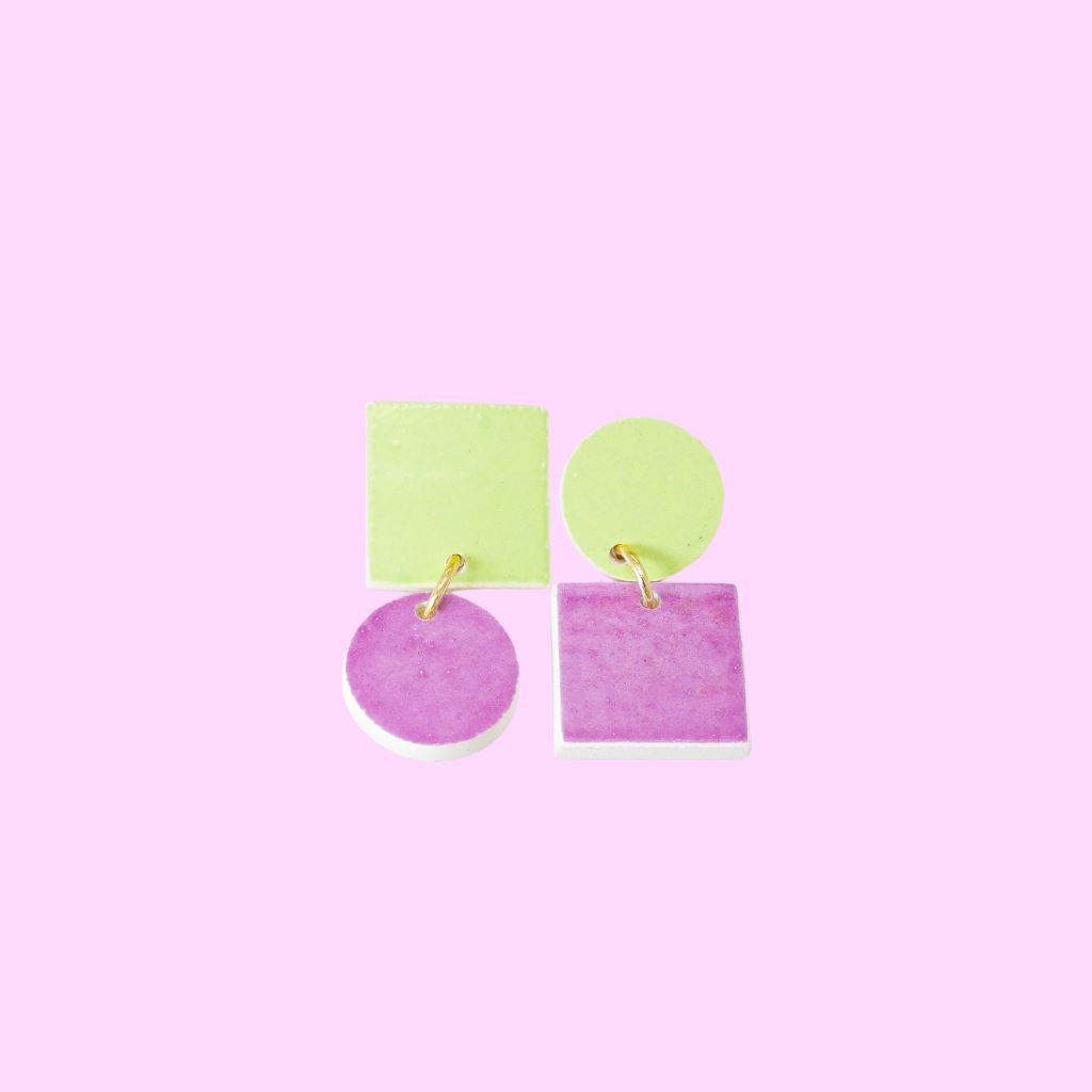 Simonette earrings in pale green and purple - Re - leaf