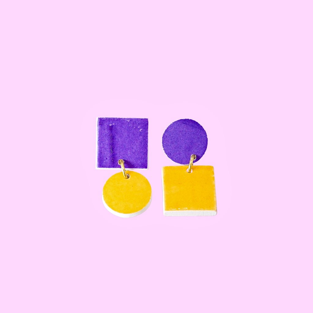 Simonette earrings in purple and soft orange - Re - leaf