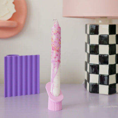 Taper candles - pink confetti drops