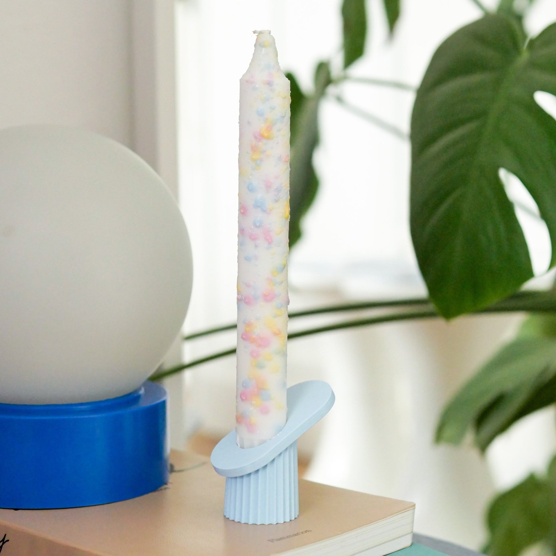 Taper candles - rainbow confetti - Re - leaf