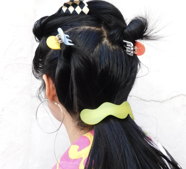 Wavy pony clip in lime - Re-leaf