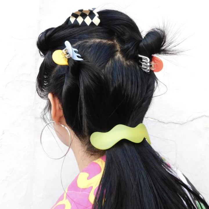 Wavy pony clip in lime - Re-leaf